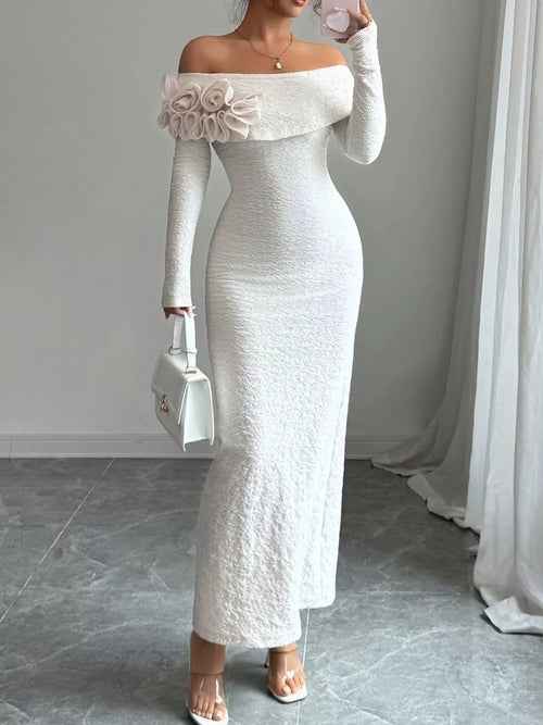 Flower Off-Shoulder : Maxi Dress