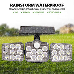 Solar Outdoor Lights 138 LED 3-Head Adjustable 360°Rotating Wide-Angle