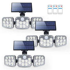 Solar Outdoor Lights 138 LED 3-Head Adjustable 360°Rotating Wide-Angle