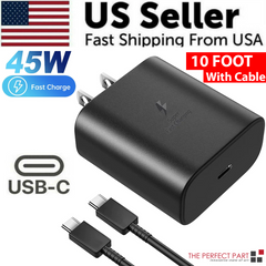45W USB-C Super Fast Wall Charger 10FT Cable For Samsung Galaxy S20