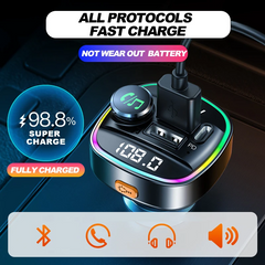 Bluetooth 5.0 Car Wireless FM Transmitter Adapter USB PD Charger AUX