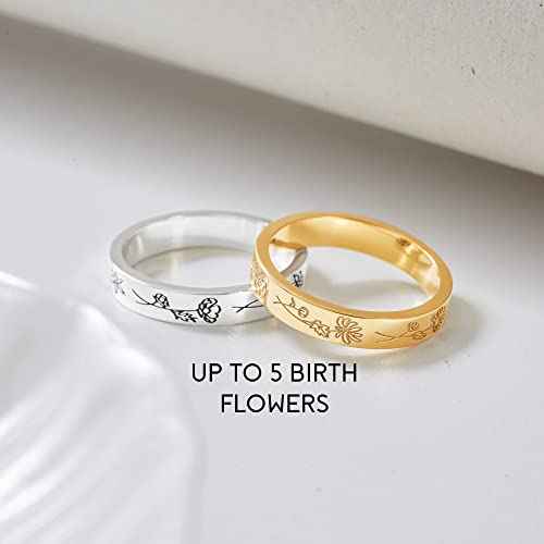 Birth Month Flowers Ring, Family Floral Ring, Gift for Mom,Mother Ring