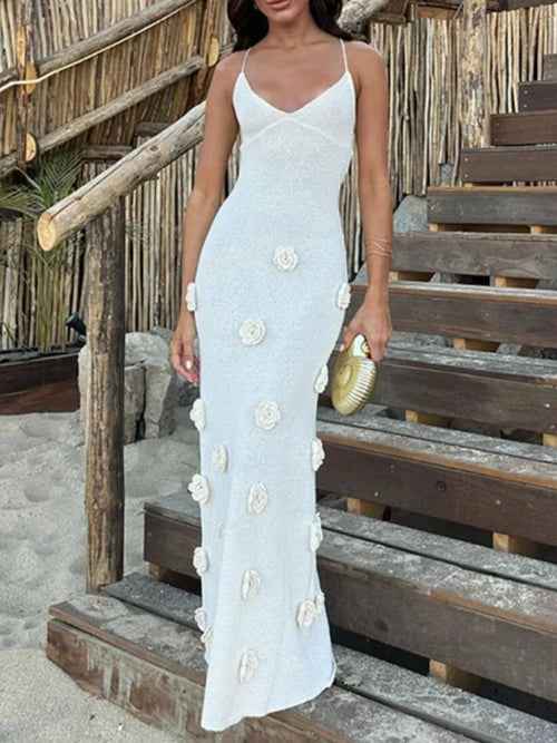 White Flower Maxi : Cami Dress