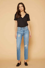 Women's V-Neck SS Surplus Bodysuit in Black