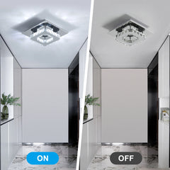 Kristall-LED-Deckenleuchte, moderne Deckenleuchte, 12 W, 6500 K, moderne quadratische Deckenleuchte, LED-Kronleuchter für Küche, Schlafzimmer, Durchmesser 20 cm