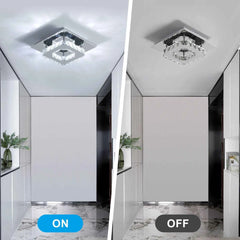 Kristall-LED-Deckenleuchte, moderne Deckenleuchte, 12 W, 6500 K, moderne quadratische Deckenleuchte, LED-Kronleuchter für Küche, Schlafzimmer, Durchmesser 20 cm