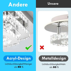 Kristall-LED-Deckenleuchte, moderne Kristalllampe K9 Edelstahl 36W Deckenlampen für Küche, Schlafzimmer, Durchmesser 30 cm