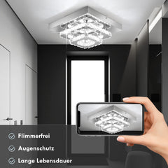 Kristall-LED-Deckenleuchte, moderne Kristalllampe K9 Edelstahl 36W Deckenlampen für Küche, Schlafzimmer, Durchmesser 30 cm