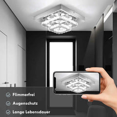 Kristall-LED-Deckenleuchte, moderne Kristalllampe K9 Edelstahl 36W Deckenlampen für Küche, Schlafzimmer, Durchmesser 30 cm