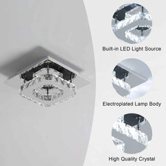 Kristall-LED-Deckenleuchte, moderne Deckenleuchte, 12 W, 6500 K, moderne quadratische Deckenleuchte, LED-Kronleuchter für Küche, Schlafzimmer, Durchmesser 20 cm