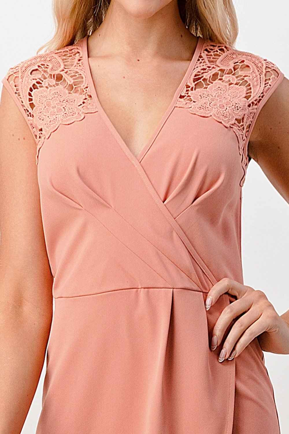 Floral Lace Shoulder Wrap Dress