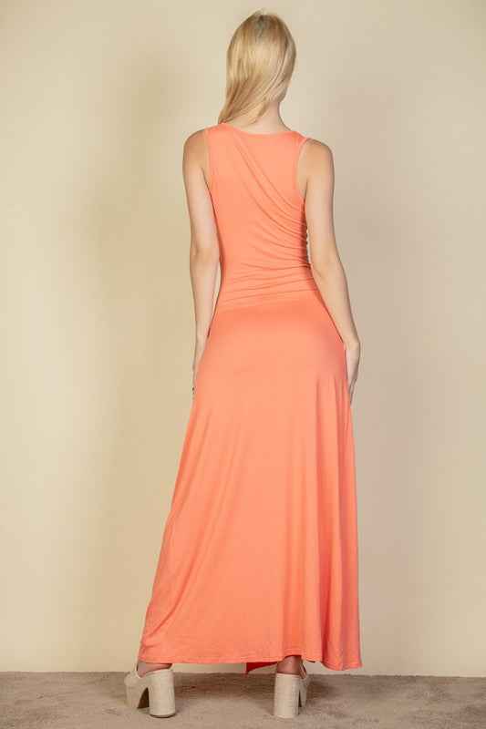 Plunge Neck Thigh Split Dress