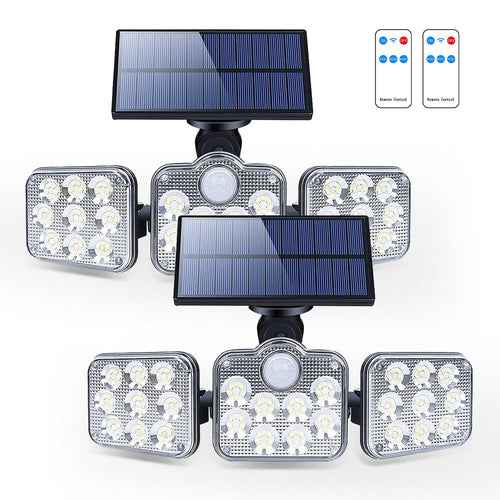 Solar Outdoor Lights 138 LED 3-Head Adjustable 360°Rotating Wide-Angle