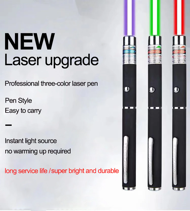 3 Packs 900Mile Laser Pointer Pen Green Blue Red Light Visible Beam - Mağazam