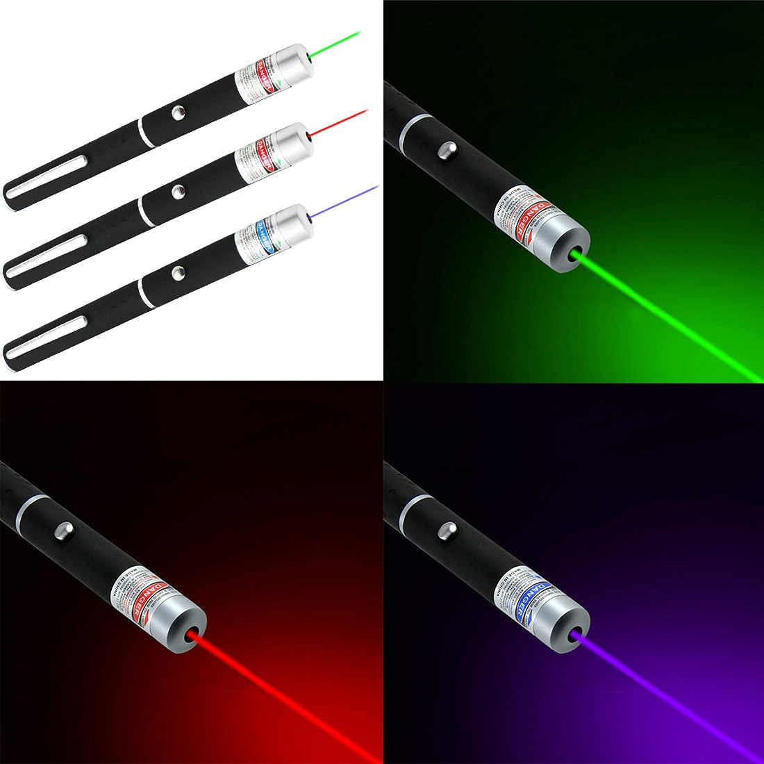 3 Packs 900Mile Laser Pointer Pen Green Blue Red Light Visible Beam - Mağazam