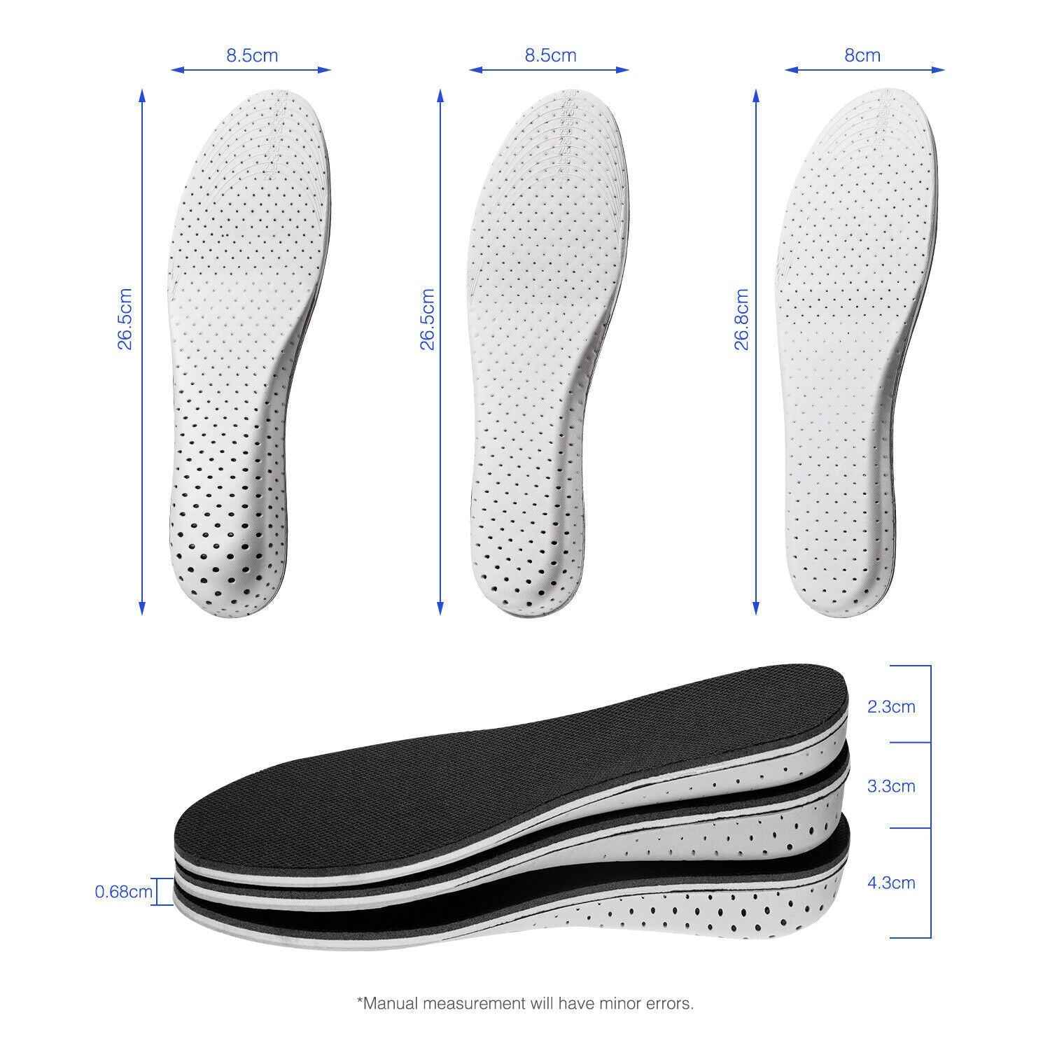 Men Women Invisible Height Increase Insoles Heel Lift Taller Shoe