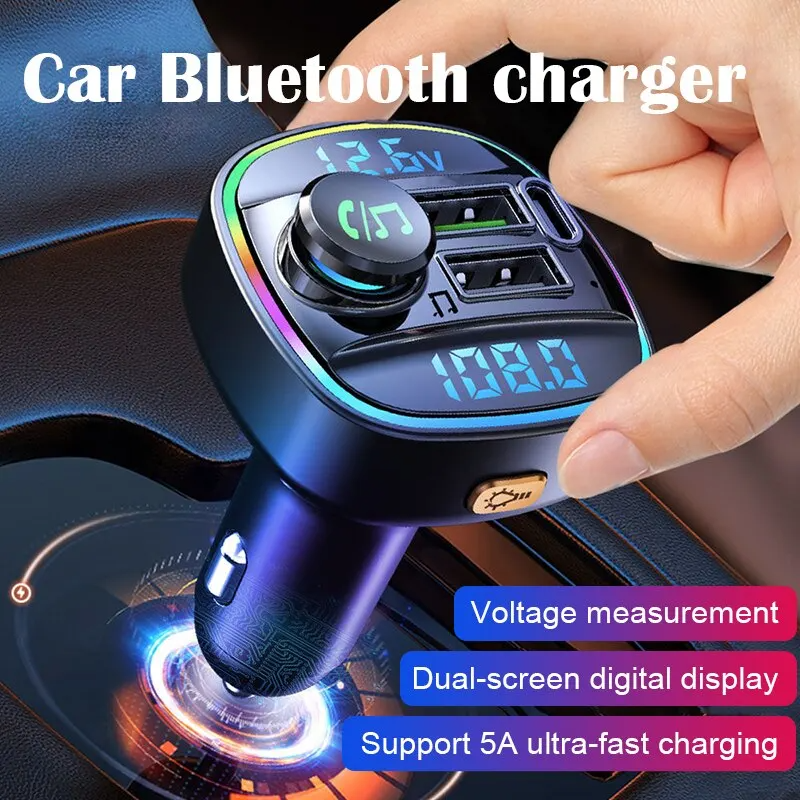 Bluetooth 5.0 Car Wireless FM Transmitter Adapter USB PD Charger AUX