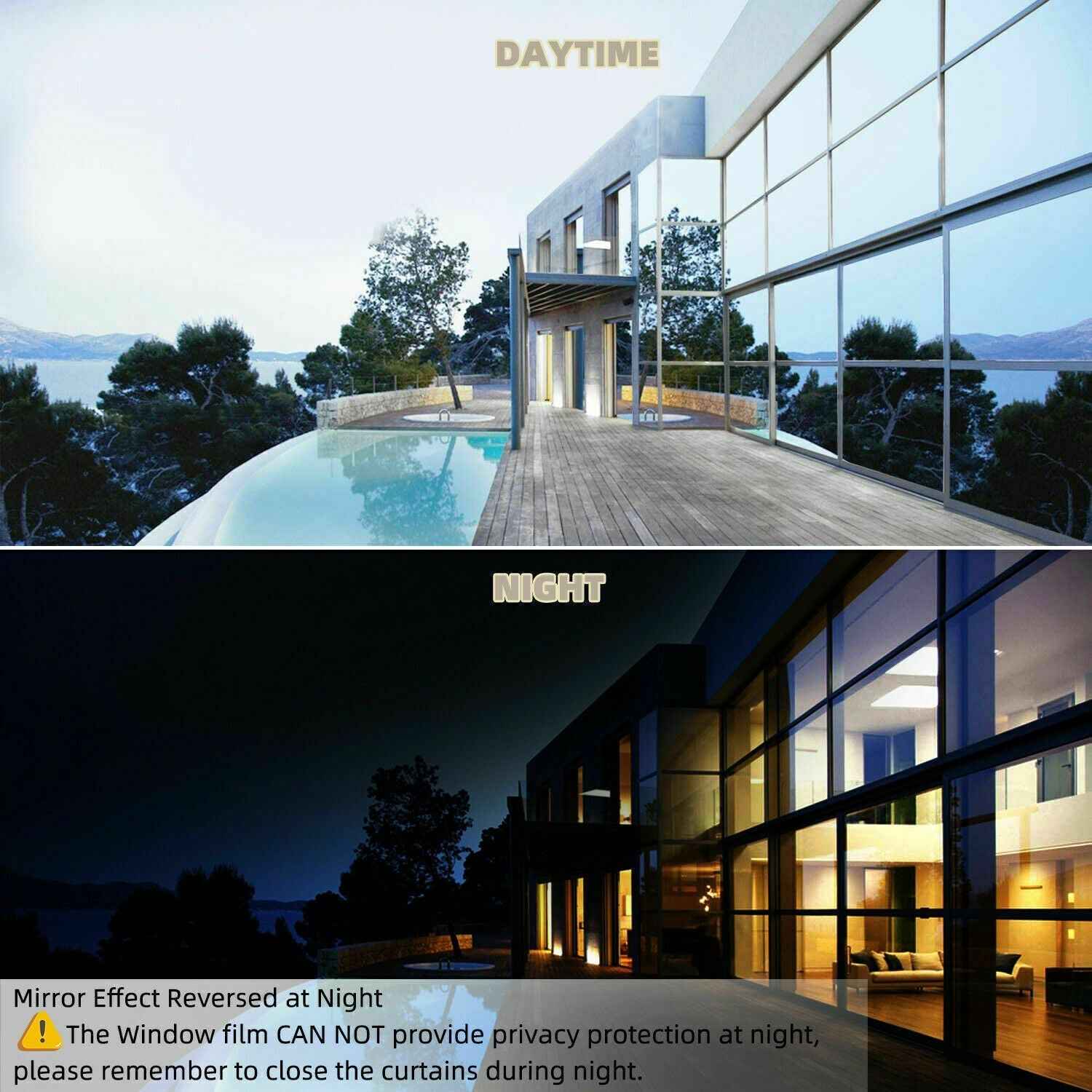 One Way Mirror Window Film Heat UV Reflective Privacy Tint Foil For