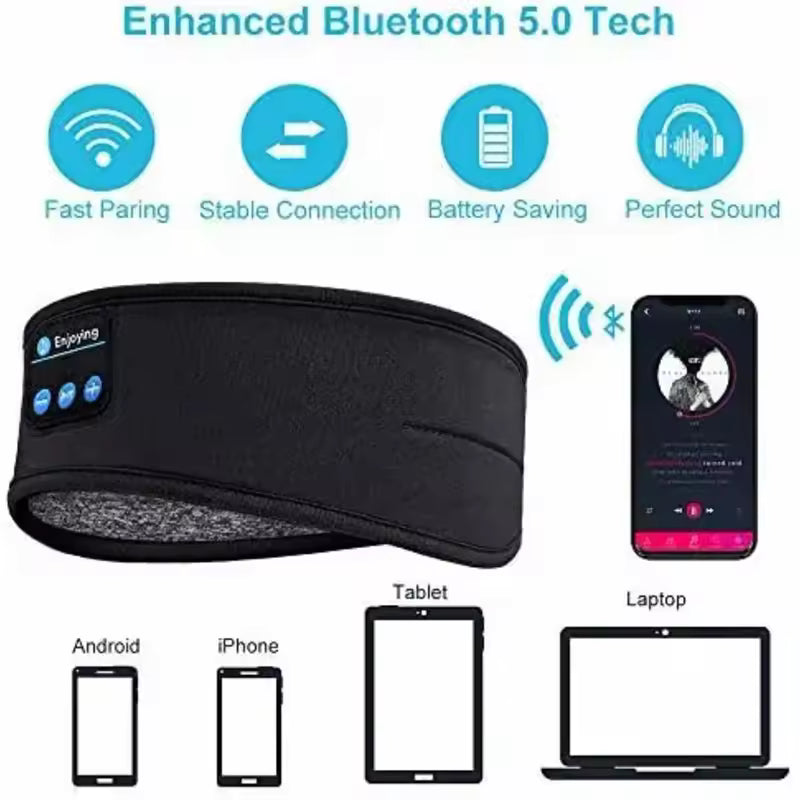 2025 Bluetooth-Kopfhörer, Sport-Schlaf-Stirnband, elastische kabellose Kopfhörer, Musik-Augenmaske, kabelloses Bluetooth-Headset-Stirnband Mağazam