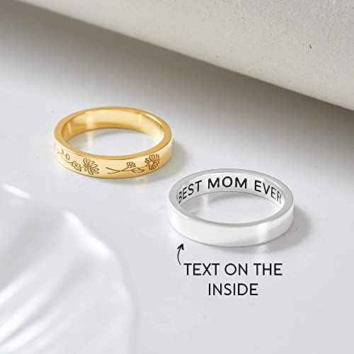 Birth Month Flowers Ring, Family Floral Ring, Gift for Mom,Mother Ring