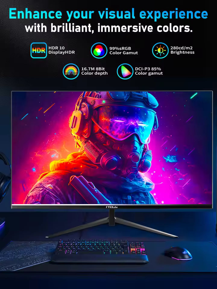 FYHXele 24 Zoll 180 Hz Gaming-Monitor 1K FHD Computer-Display 1 ms Reaktionszeit Augenpflege-Bildschirm LCD-Unterstützung HDR G-Sync VESA Mağazam
