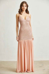 Chiffon Pearl with Glitter Maxi Dress