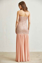Chiffon Pearl with Glitter Maxi Dress