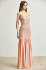 Chiffon Pearl with Glitter Maxi Dress