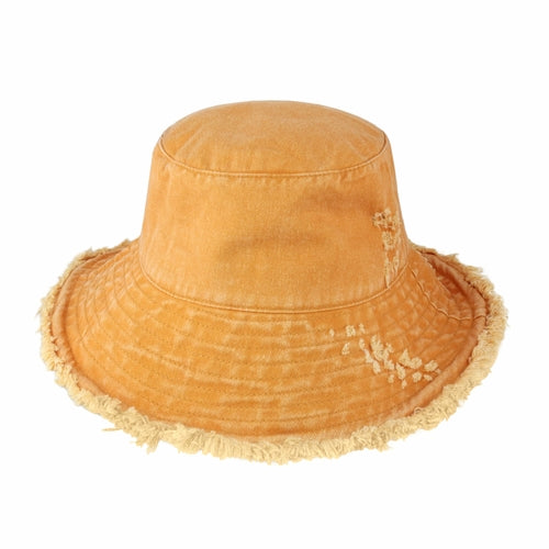 Wide Brim Frayed Bucket Hat - Mağazam