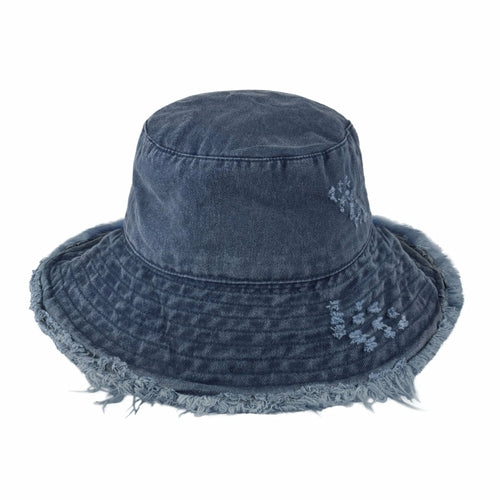 Wide Brim Frayed Bucket Hat - Mağazam