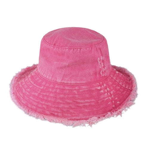 Wide Brim Frayed Bucket Hat - Mağazam
