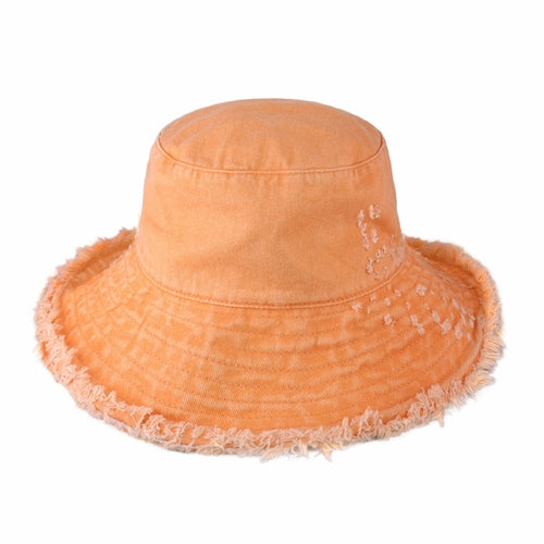 Wide Brim Frayed Bucket Hat - Mağazam