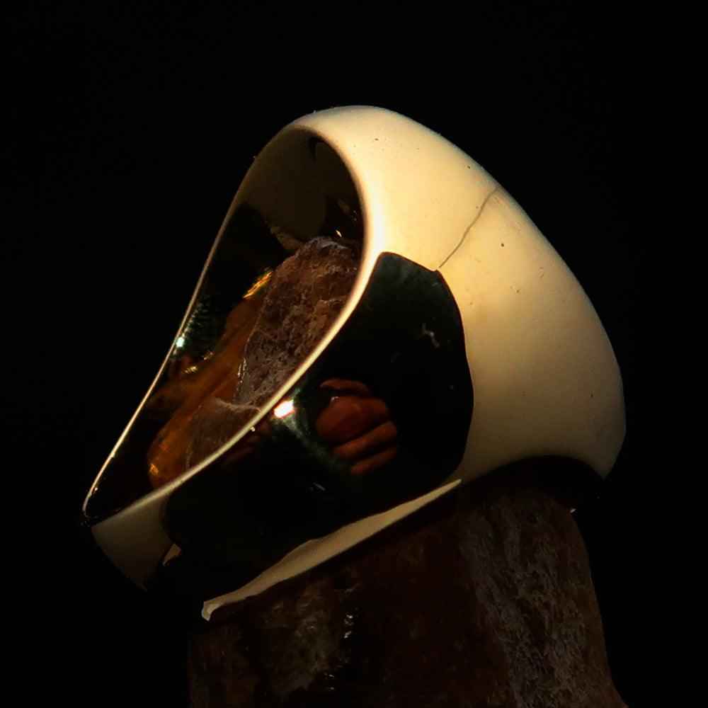 Excellent crafted oval domed Men's blue Cross Lorraine Ring - solid