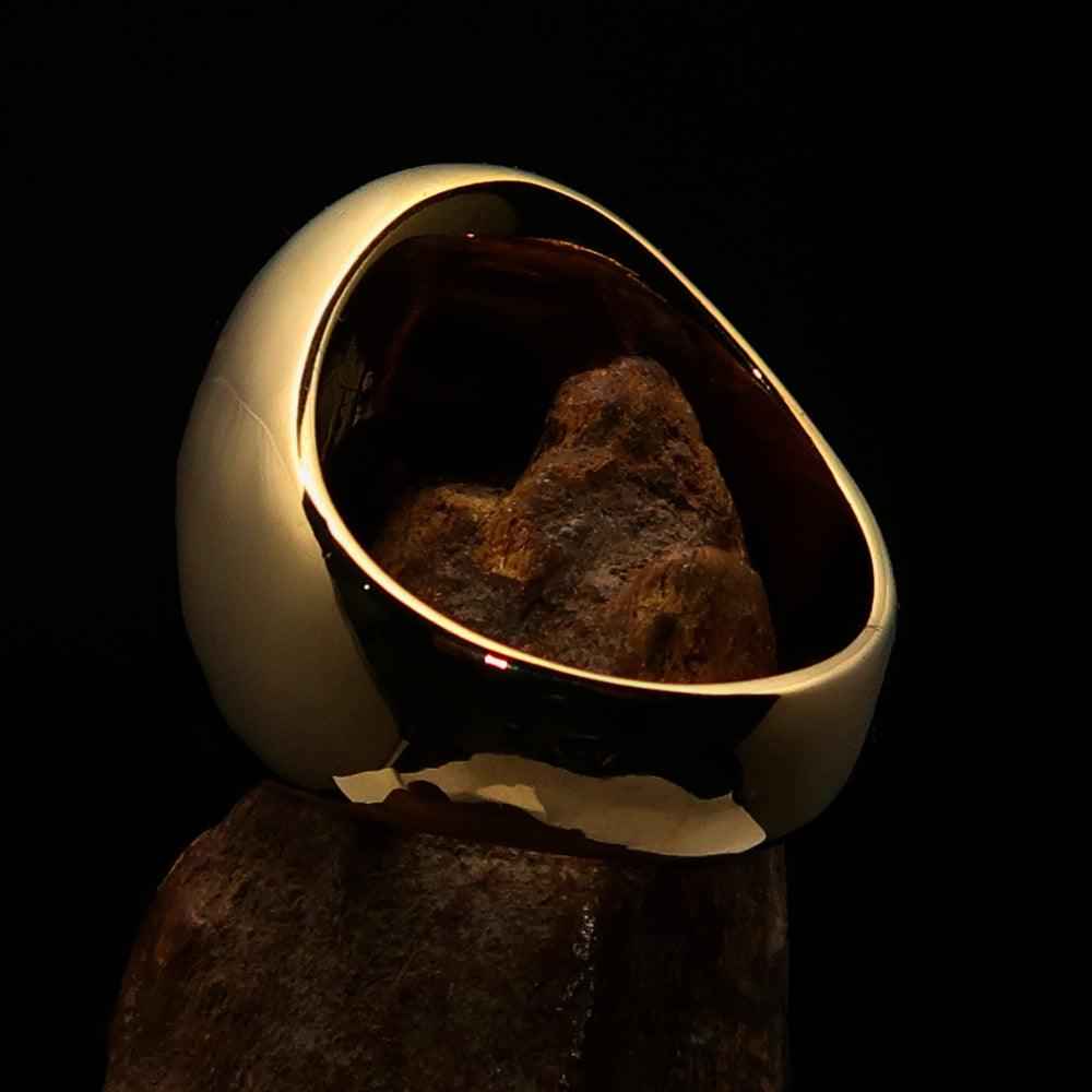 Excellent crafted oval domed Men's blue Cross Lorraine Ring - solid