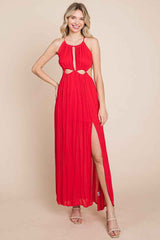 Split Front Cut Out Halter Maxi Dress