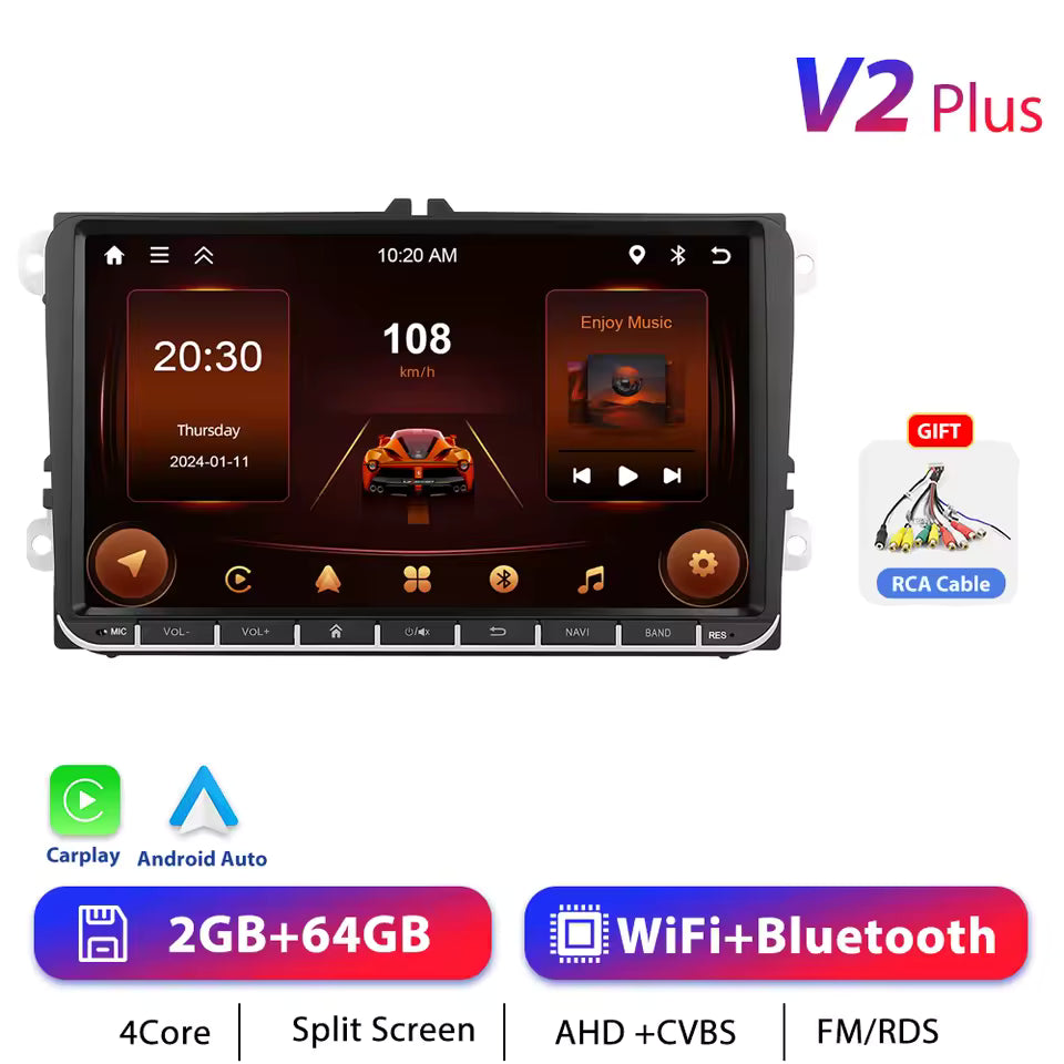 Podofo 7" 9" CarPlay Android Car Radio For Volkswagen VW Golf Passat JETTA Skoda SEAT Car Intelligent System 2din GPS Autoradio Mağazam