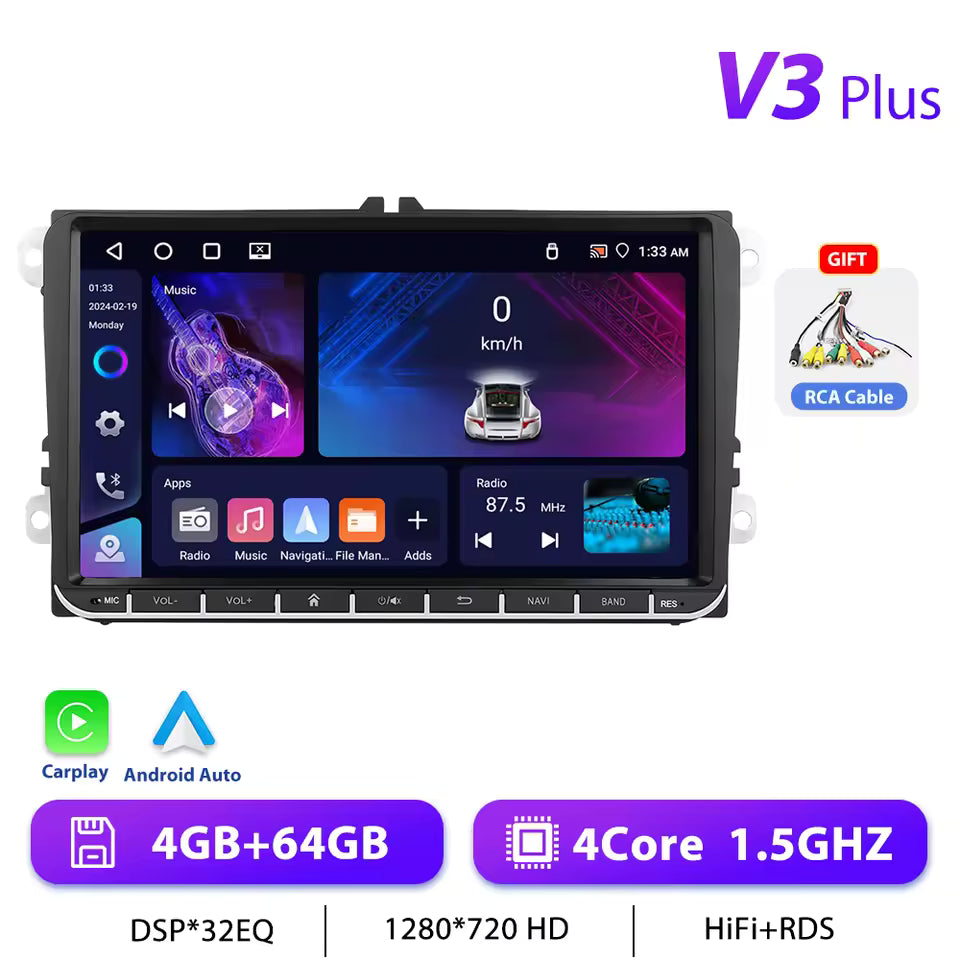 Podofo 7" 9" CarPlay Android Car Radio For Volkswagen VW Golf Passat JETTA Skoda SEAT Car Intelligent System 2din GPS Autoradio Mağazam