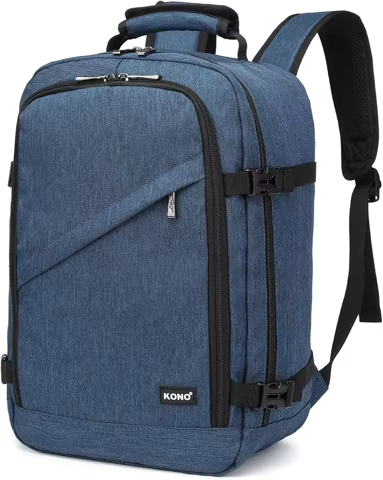 Kono Kabinentasche 40x20x25 cm für Ryanair Untersitz Handgepäck Rucksack, Kabinengröße 20L, Schwarz, Minimalistisch Mağazam