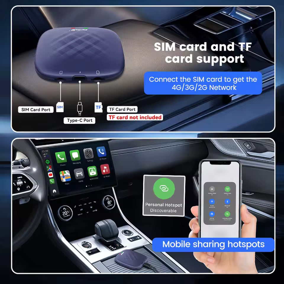 CarlinKit 8G+128G Android 13 CarPlay TV AI Box Qualcomm 8-Cores Wireless Android Auto CarPlay Video Box FOTA Upgrade für Netflix Mağazam