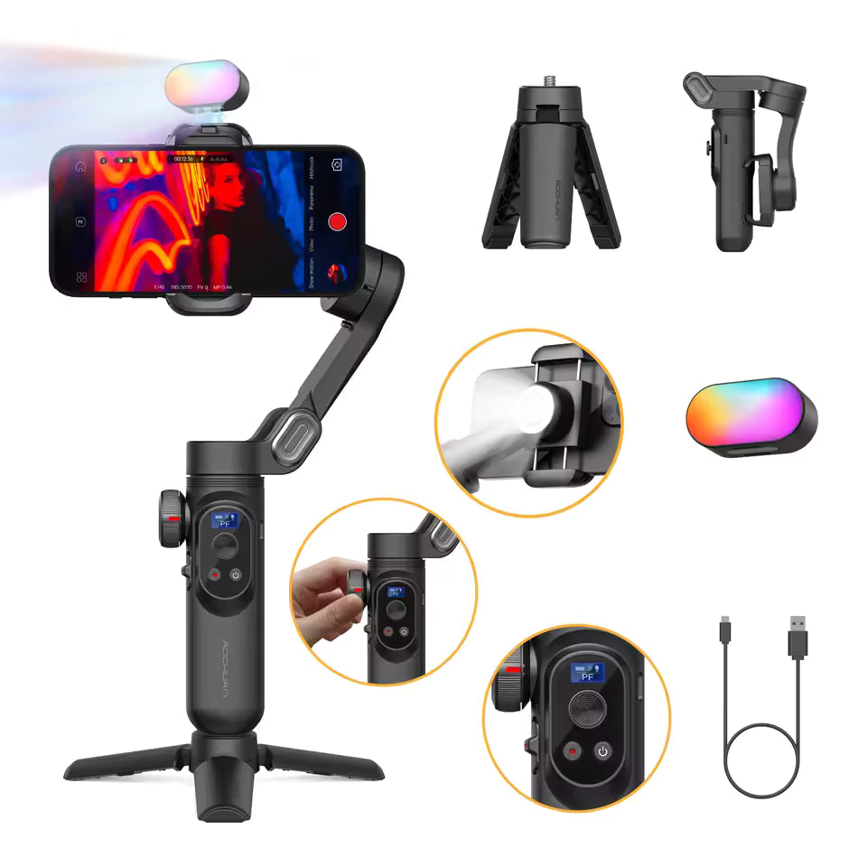 AOCHUAN Smart Xpro Smartphone Gimbal Stabilizer Professioneller 3-Achsen-Stabilisator für iPhone und Android Smartphone Handheld Gimbal Mağazam