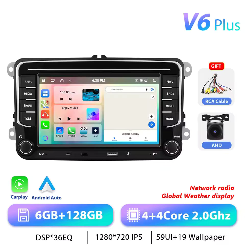 Podofo 7" 9" CarPlay Android Car Radio For Volkswagen VW Golf Passat JETTA Skoda SEAT Car Intelligent System 2din GPS Autoradio Mağazam