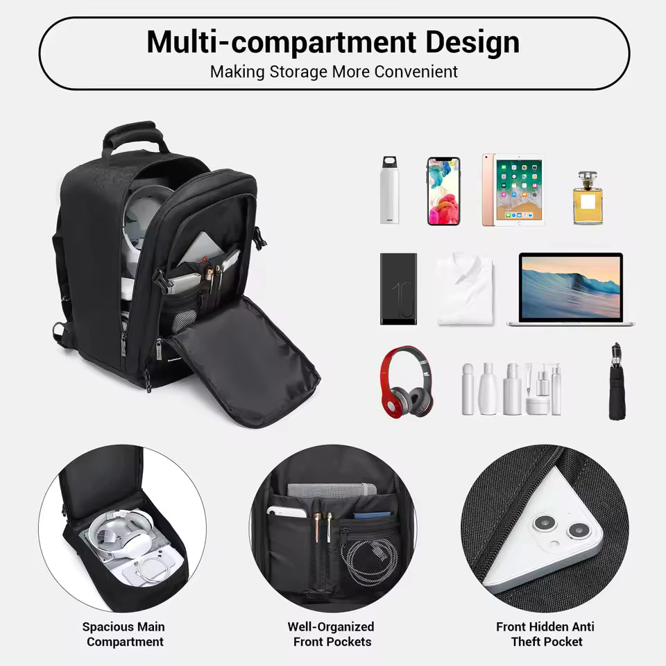 Kono Kabinentasche 40x20x25 cm für Ryanair Untersitz Handgepäck Rucksack, Kabinengröße 20L, Schwarz, Minimalistisch Mağazam