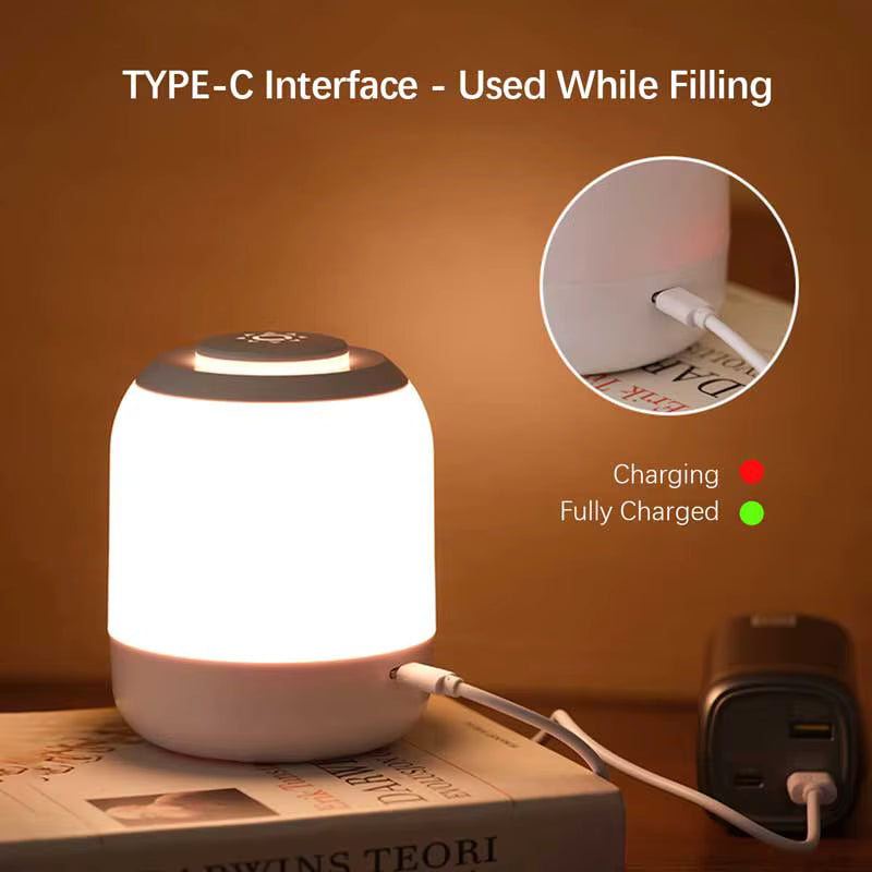 LED-Camping-Nachtlicht, 2400 mAh Typ-C-Lade-Nachttischlampen, stufenlose Dimmlaterne, Touch-dimmbare Lampe für die Innendekoration Mağazam