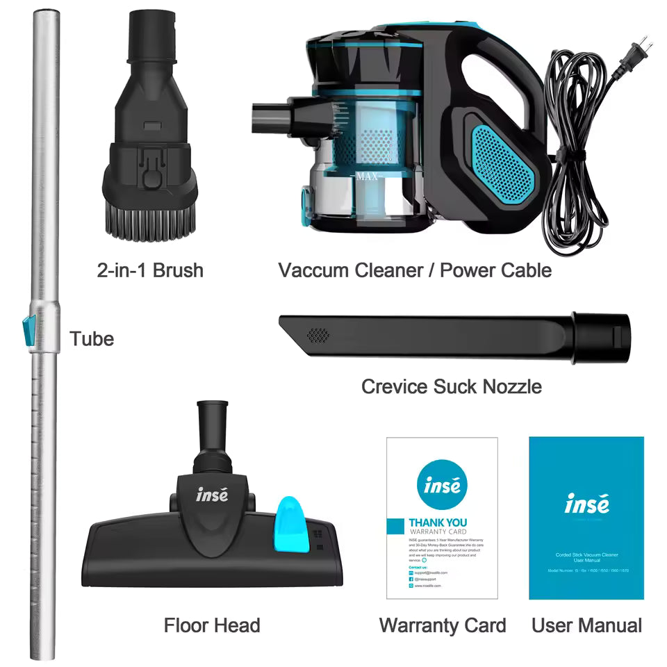 Staubsauger mit Kabel, INSE I5, 18 kPa, leistungsstarker Saugmotor, 600 W, Handstaubsauger für Zuhause, Tierhaare, harter Boden 