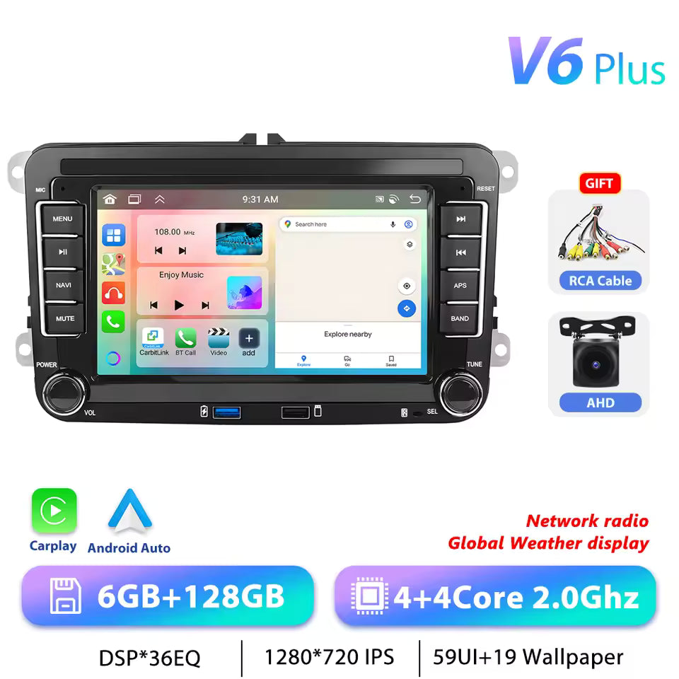 Podofo 7" 9" CarPlay Android Car Radio For Volkswagen VW Golf Passat JETTA Skoda SEAT Car Intelligent System 2din GPS Autoradio Mağazam