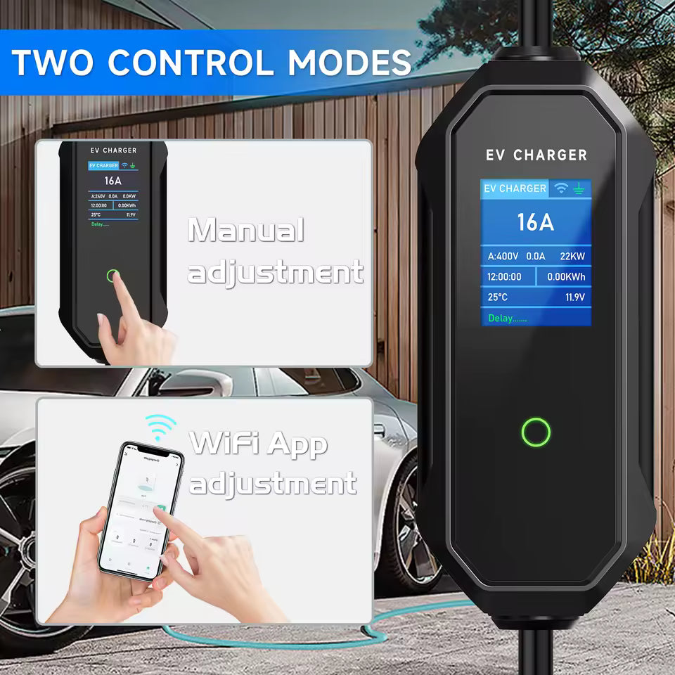 AFEEV Typ 2 Tragbares EV-Ladegerät 11 kW 16 A 3 Phasen Wallbox IEC62196-2 EVSE Schnellladekabel CEE-Stecker WIFI APP Bluetooth-Steuerung Mağazam