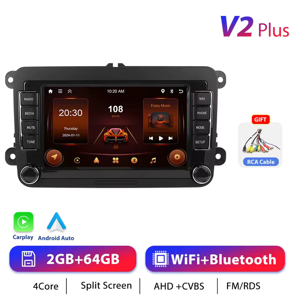 Podofo 7" 9" CarPlay Android Car Radio For Volkswagen VW Golf Passat JETTA Skoda SEAT Car Intelligent System 2din GPS Autoradio Mağazam