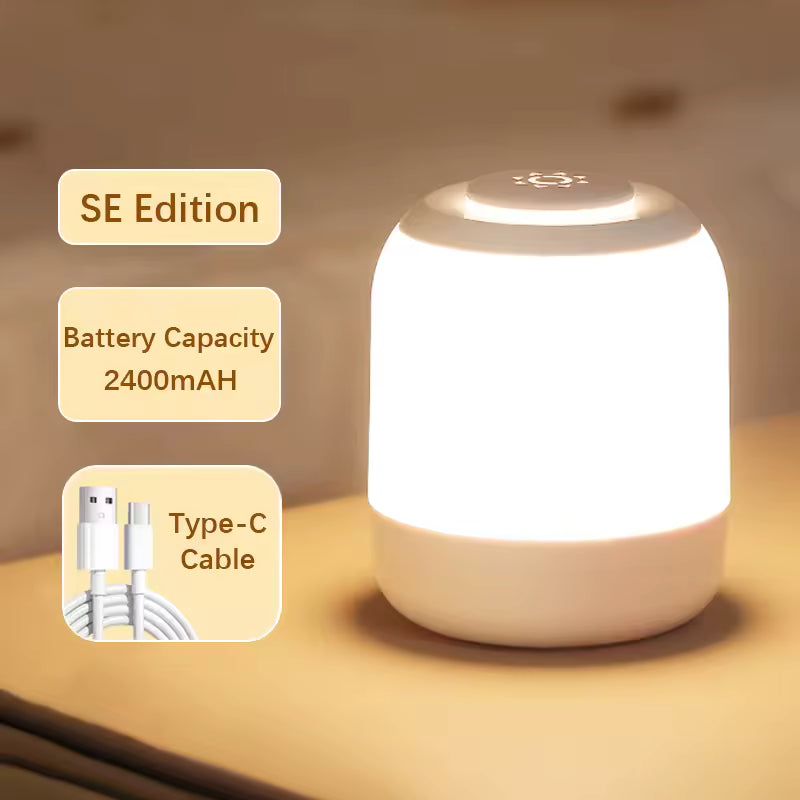 LED-Camping-Nachtlicht, 2400 mAh Typ-C-Lade-Nachttischlampen, stufenlose Dimmlaterne, Touch-dimmbare Lampe für die Innendekoration Mağazam