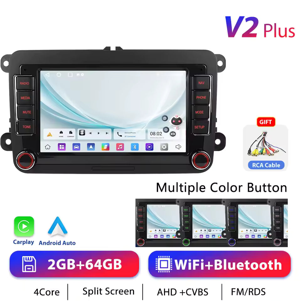 Podofo 7" 9" CarPlay Android Car Radio For Volkswagen VW Golf Passat JETTA Skoda SEAT Car Intelligent System 2din GPS Autoradio Mağazam