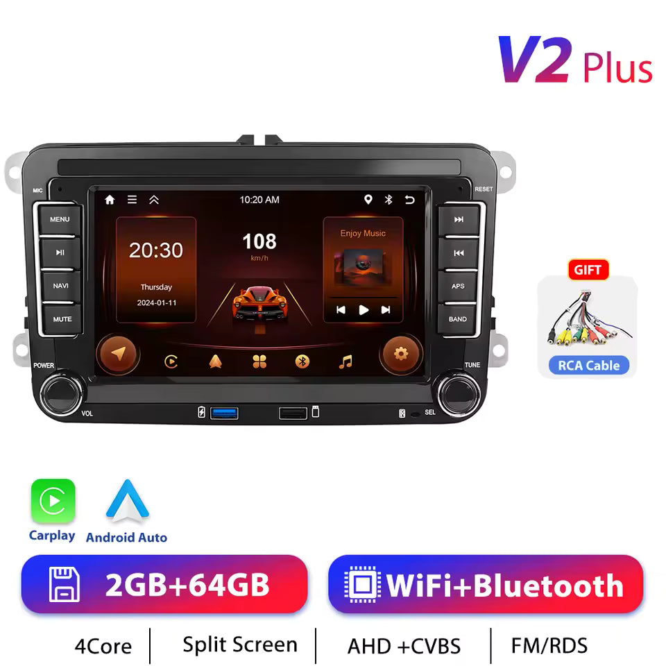 Podofo 7" 9" CarPlay Android Car Radio For Volkswagen VW Golf Passat JETTA Skoda SEAT Car Intelligent System 2din GPS Autoradio Mağazam